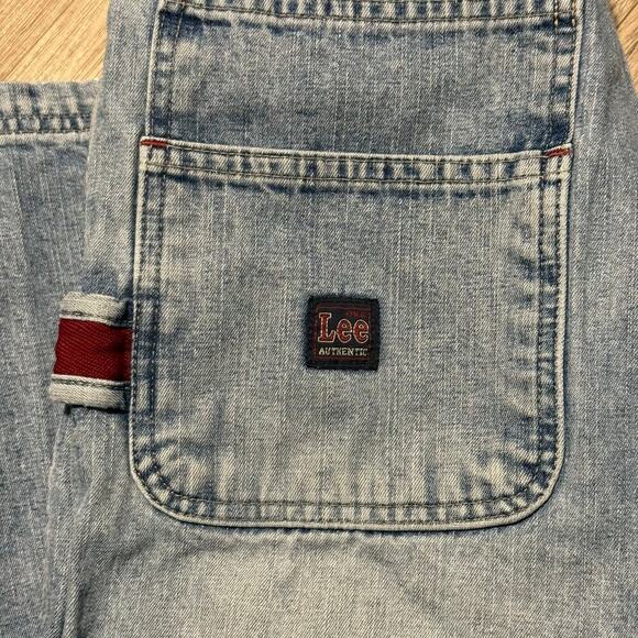 Vintage Lee Dungarees Carpenter Jeans 16R Light Wash 100% Cotton Relaxed Fit - Picture 10 of 16